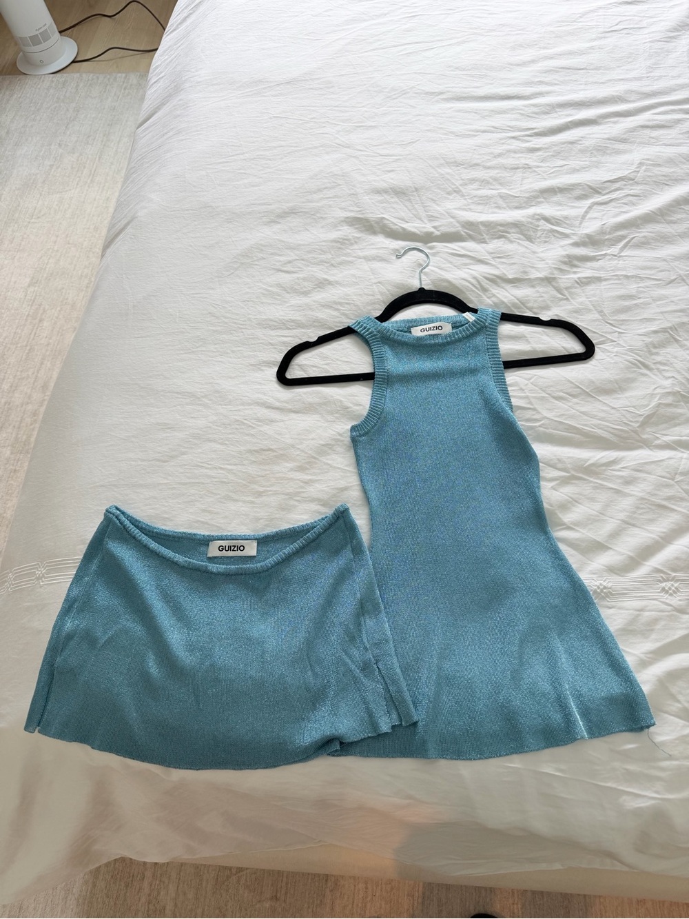 Guizio Blue Knit Tank & Skirt Set